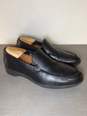 Amberjack Men’s Loafers Dress Shoes Black Leather Slip On Size 9M Classic
